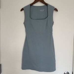 XS Everlane the ‘90s Mini Stretch Short Dress Square Neck in Seaglass Blue Y2K